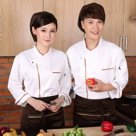 酒店厨师工作服长袖秋冬季男西餐厅后厨面点蛋糕房烘焙师厨衣工装图片