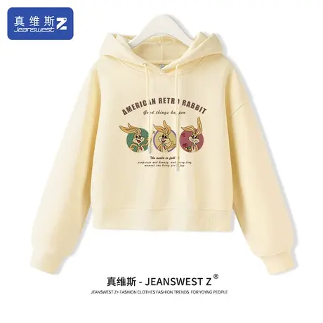 真维斯Z+美式复古卫衣女春秋小个子短款上衣显高显瘦衣服女装春H图片