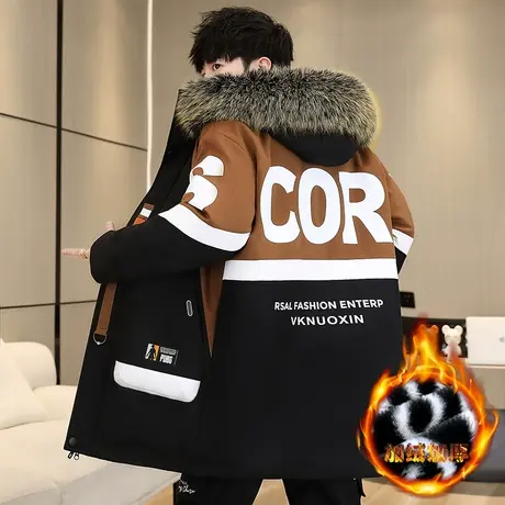 冬季13中长款棉衣外套男孩12岁15青少年学生14加绒加厚16大童棉服商品大图