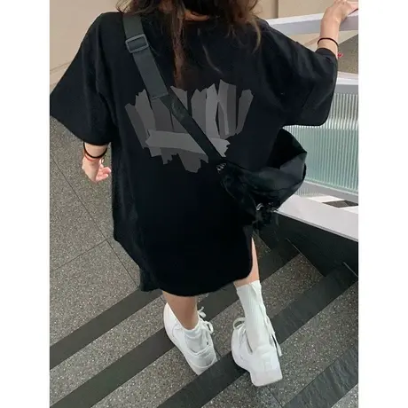 短袖t恤女夏装2024新款宽松半袖内搭打底衫潮ins韩系chic别致上衣商品大图