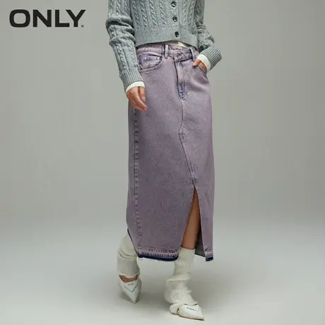 ONLY奥莱冬季新款百搭通勤不对称开叉A字牛仔半身裙女图片