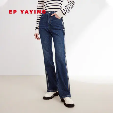 EP YAYING雅莹女装 时髦撞色显瘦微喇牛仔裤 2023秋冬新款J618A商品大图