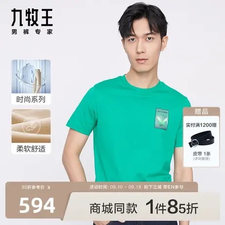 [商场同款]九牧王男装HT2C20537短袖T恤23年春夏新款时尚图案EN图片