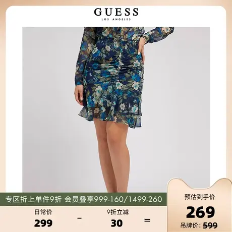 GUESS 女士优雅碎花复古半身裙-W2YD38WEL02图片