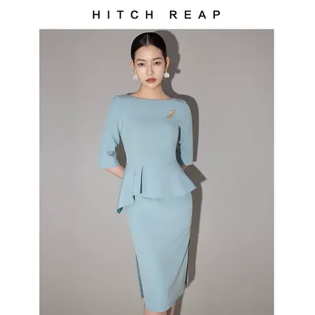 希区瑞普高端法式气质连衣裙2023秋冬新款女装名媛职业主持人礼服图片
