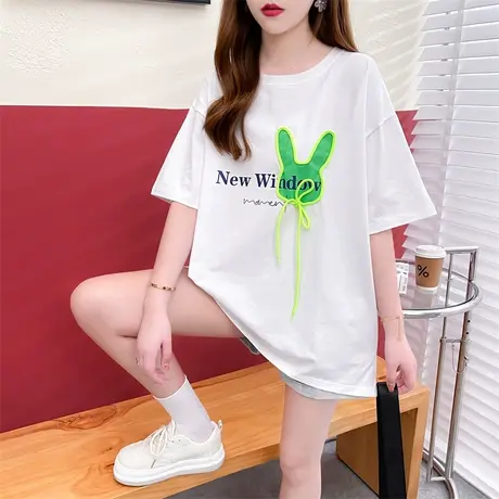 设计感纯棉短袖T恤女2023新款夏季韩版宽松小众潮牌百搭上衣体恤商品大图