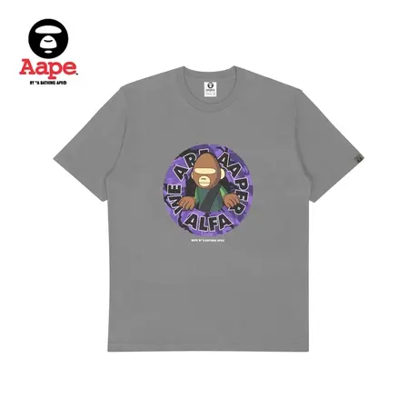 AAPER男装春夏圆形迷彩卡通字母图案印花宽松短袖T恤1257XXK商品大图