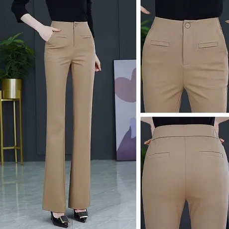 高腰微喇裤女2023春秋新款垂感弹力显瘦马蹄裤时尚气质西装喇叭裤图片