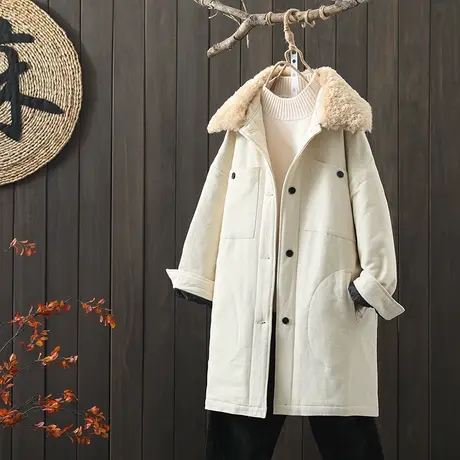 枫谜2020年冬季新款韩版大毛领加厚中长款棉衣女保暖风衣棉服外套图片