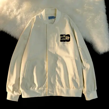 oversize外套女秋冬上衣小个子盐系炸街美式复古夹克棒球服ins潮图片