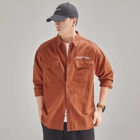 Modi Nick/摩帝尼克男士工装复古潮流衬衫休闲日系男士长袖衬衣图片