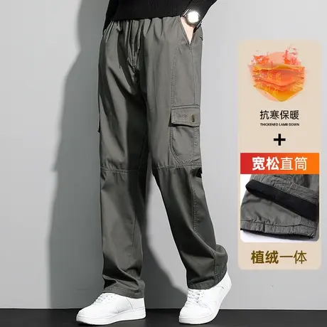 裤子工装裤男秋冬加绒男士休闲裤一体绒冬季防风防寒秋季大码男裤商品大图