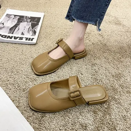 包头凉拖鞋女外穿2023夏季新款软底时尚百搭韩版平底方头半拖女鞋图片