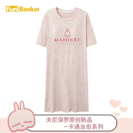 女士睡衣夏季2023新款睡裙连体衣纯棉短袖卡通女款家居服少女休闲商品大图