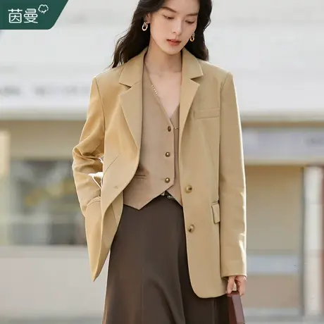 茵曼小西装外套女2023年秋冬新款小个子休闲宽松气质职业西服上衣图片