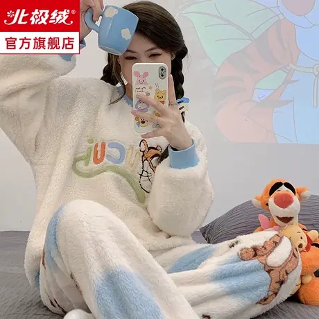 法兰绒睡衣女冬季2023新款珊瑚绒加绒加厚可爱秋冬款家居服套装商品大图