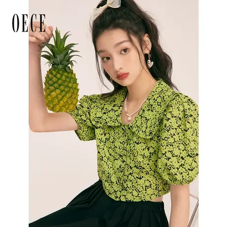 Oece高级感碎花上衣2023春夏新款女装设计感小众衬衫法式复古小衫图片