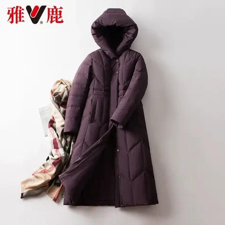 雅鹿中老年人保暖羽绒服女中长款2021冬季新款宽松连帽加厚外套潮图片