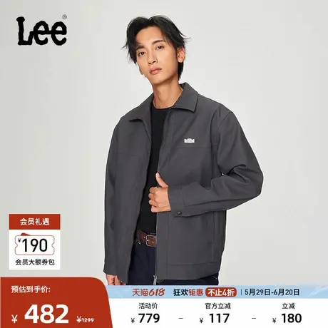 Lee舒适版Y2K深灰男哑光PU皮长袖夹克外套LMT009025206图片