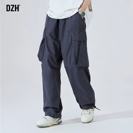 男士冰丝工装裤男夏季薄款宽松直筒速干裤子2023新款休闲抽绳长裤商品大图