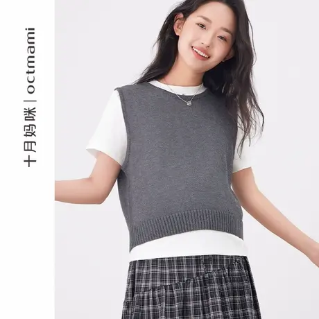 十月妈咪孕妇针织背心2025新款春夏外穿宽松小个子上衣孕妇夏装商品大图
