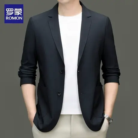 罗蒙防晒西服男士春夏季商务休闲柔顺免烫抗皱百搭纯色外套上衣图片