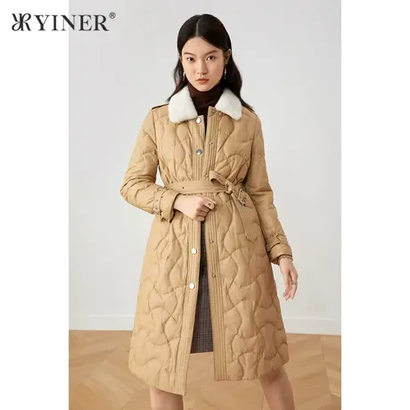 【皮羽绒】YINER音儿女装冬季新款水貂毛轻薄羽绒服商品大图