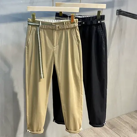 休闲裤男直筒修身韩版潮流夏季休闲长裤男士小脚九分裤子春秋新款图片