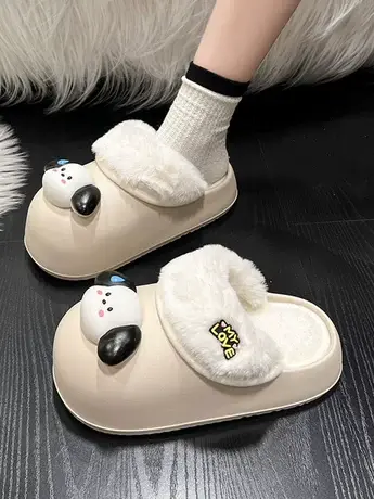 卡通包头毛毛鞋高级感女士拖鞋2023秋冬新款毛绒时尚拖鞋女外穿潮图片