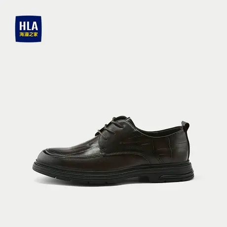 HLA/海澜之家圆头系带正装皮鞋2025新款商务牛皮革耐磨鞋子男商品大图