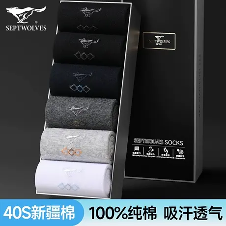 七匹狼袜子纯棉男款夏季薄款中筒袜100%全棉防臭吸汗透气商务男袜商品大图