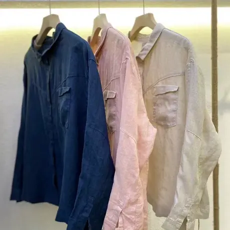 享永子【夏末福利】亚麻衬衫女文艺复古宽松商品大图