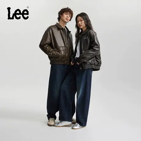 【张凌赫代言】Lee25秋冬新品宽松五袋款深蓝男女同款阔腿牛仔裤图片