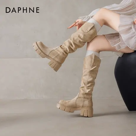 达芙妮长筒堆堆靴女夏2025新款美拉德靴子西部牛仔靴马丁靴高跟鞋商品大图