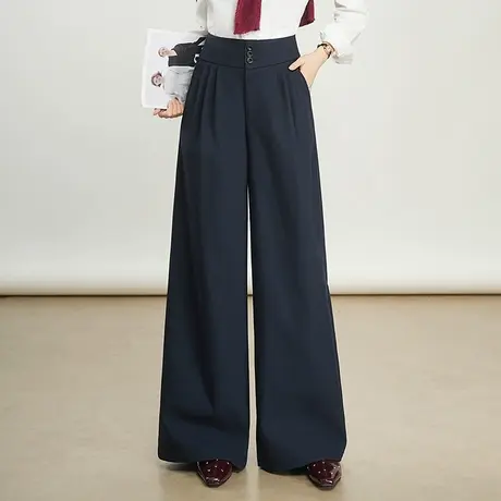 宽松阔腿裤女垂感拖地长裤2025新款高腰通勤气质大脚裤时尚休闲裤商品大图