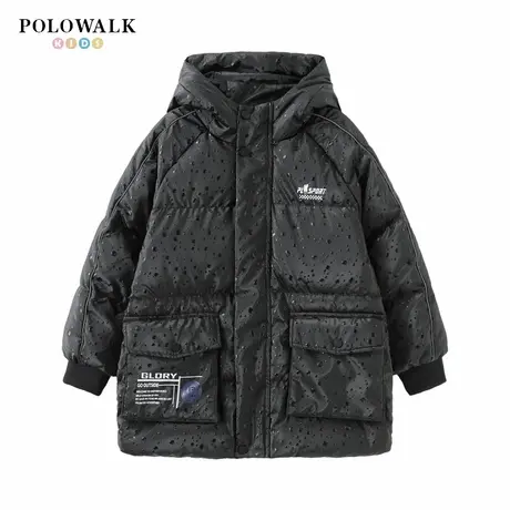 POLOWALK童装羽绒服男童中长款连帽2025秋冬新款亲子外套百搭潮商品大图