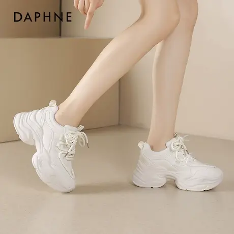 达芙妮老爹鞋女款2025春秋新款小白鞋厚底增高运动鞋百搭休闲鞋子商品大图