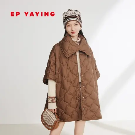EP YAYING雅莹女装 中长款白鹅绒斗篷式羽绒服 2023秋冬新款Y107A图片
