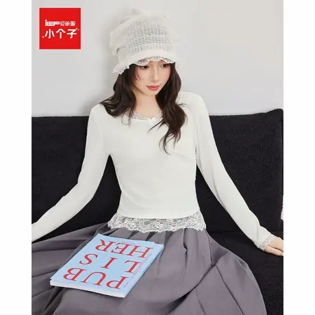 IEF/爱依服【小个子】2025秋季新款法式温柔甜美蕾丝花边设计上衣图片