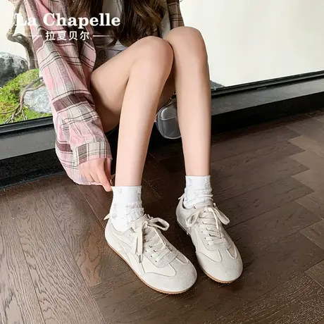 拉夏贝尔德训鞋女2025新款小白鞋春秋季薄款休闲运动复古阿甘鞋女图片