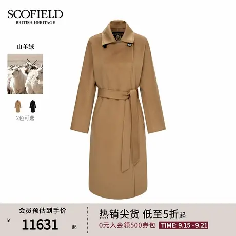 【山羊绒】Scofield女装气质翻领偏门襟大衣系带收腰2025冬季新品商品大图