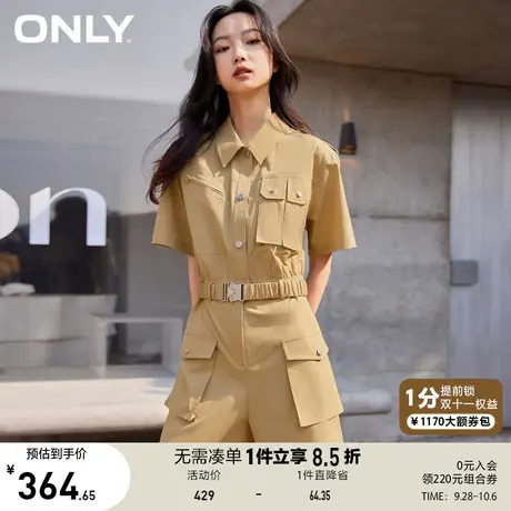 ONLY奥莱夏季工装风多口袋金属腰带连体短裤女商品大图