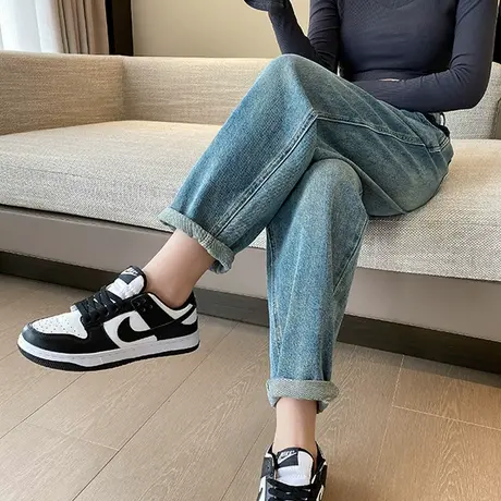 直筒牛仔裤女2023秋季新款梨形身材显瘦显高阔腿裤高腰哈伦老爹裤图片