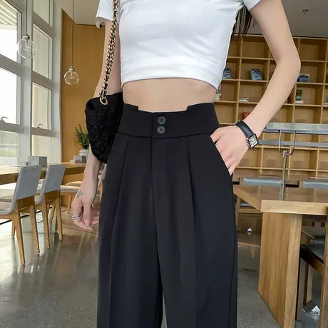 九分直筒黑色西装裤女春秋季新款宽松显瘦垂感小个子休闲烟管裤子商品大图
