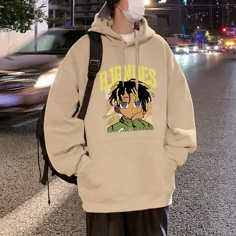 纯棉连帽卫衣男ins春秋季新款宽松美式国潮情侣休闲套头帽衫外套商品大图