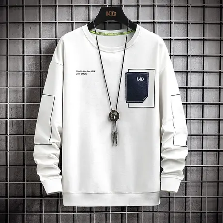 2023新款卫衣男生春秋款潮ins春秋季无帽宽松圆领打底小衫长袖t恤商品大图