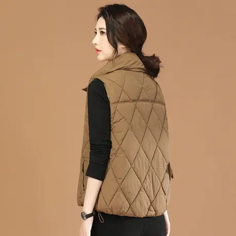 韩潮袭人立领菱格纹棉马甲外套女2023冬新款休闲百搭背心坎肩马夹图片
