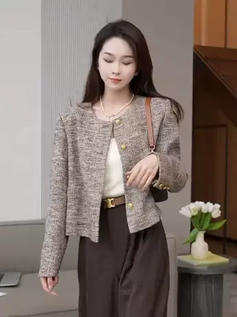 法式复古小香风短款外套女2023新款秋装气质小个子高级感时尚上衣图片