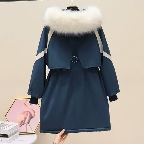 冬季2023年新款羽绒棉服女韩版宽松棉衣中长款加厚时尚大毛领棉袄商品大图