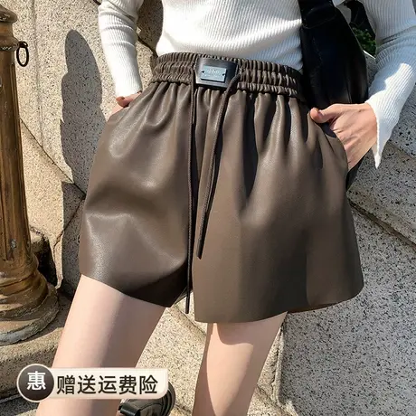 超火超软咖色显瘦松紧高腰阔腿休闲靴裤女2023秋冬时尚哑光新款图片